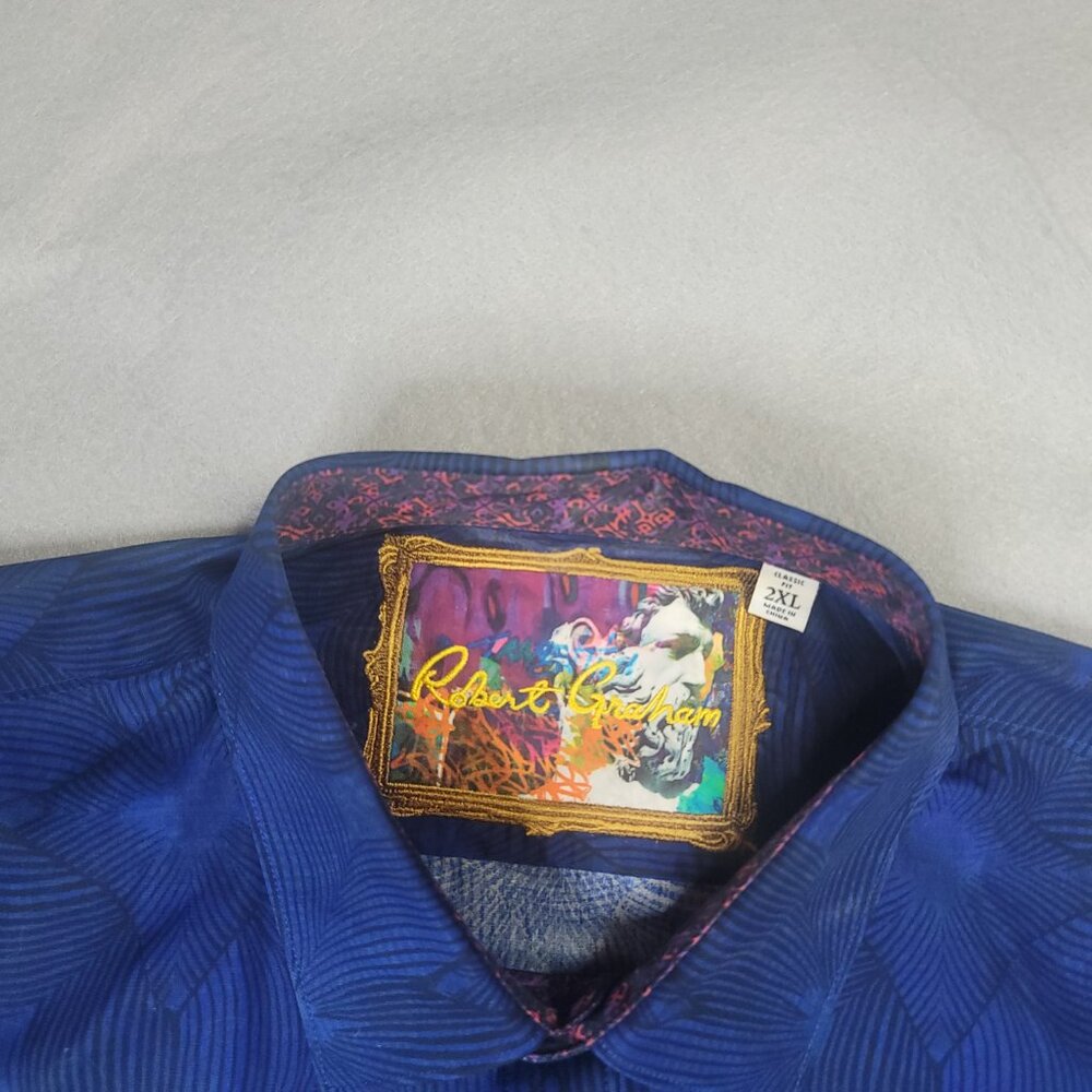 Robert Graham Long Sleeve 2XL Blue Cuff Men's Shirt
